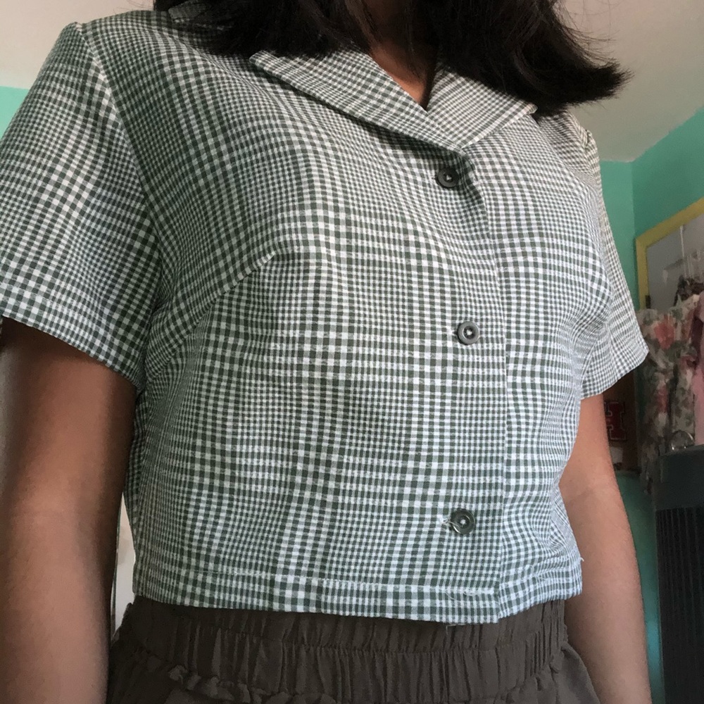 green button down t shirt